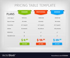 Colorful Comparison Pricing Table Template