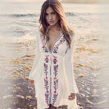 8 54 Women S Beachwear Swimwear Bikini Beach Wear Cover Up Long Sleeve Blouse Dress Ebay Fashion Beachwear For Women White Boho Dress Beach Wear Dresses