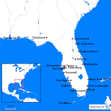 Map of florida (overview map) : Stepmap Stadte Florida Landkarte Fur Nordamerika