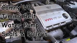 Many motorists may not know timing belts have a limited lifespan and that the vehicle manufacturer lists a recommended replacement interval. Toyota Camry V6 3mz Fe Timing Belt Water Pump Seals Pulleys Replacement Youtube