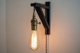 Black And Brass Wall Sconce Plug In Wall Lamp Wall Sconce Plug In Wall Light Black Light Fixture Accent Lighting Mood Light Far Black Wall Lights Plug In Wall Lights Plug In Wall Lamp