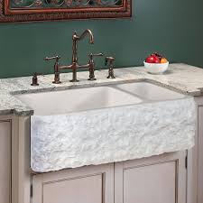 polished granite farmhouse sink