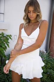 Cute Straps Short White Ruffle Dress White Ruffle Dress Dresses Ruffle Dress