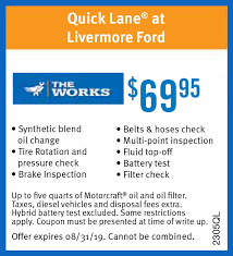 On average, shoppers at quicklane.com save $13.34 when using a coupon code. Fathers Day Offers Livermore Ford