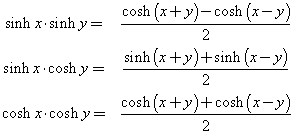 Hyperbolic Functions Formulas Combination