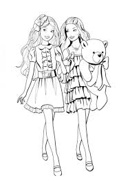 Girlfriend On The Walk High Quality Free Coloring From The Category Barbie More Printable Picture Barbie Coloring Pages Cute Coloring Pages Barbie Coloring