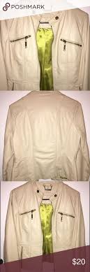 Beige Off White Jou Jou Faux Leather Jacket Size Medium Work Twice If That Jou Jou Jackets Coats Utility Jackets Faux Leather Jackets Leather Jacket Jackets
