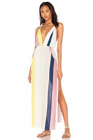 Indah River Hand Painted Maxi Dress Tropical Stripe At