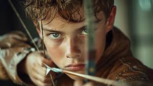 Young archer training with the bow