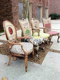 I know i've mentioned it a gazillion times, but i really love to cook! Eclectic Burlap Dining Chairs Set Of 4 Lemonaider Via Etsy Reclaimed Furniture Reupholster Furniture Funky Chairs