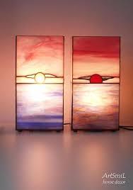 Items Similar To Duet Lamp Sunrise And Lamp Sunset Stained Items Similar To Duet Lamp Sunrise And Lamp Sunset Stained Glass Stained Glass Suncatchers Stained Glass Lamps Glass Art