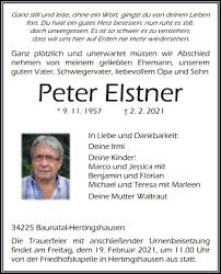 This listing includes patent applications that are pending as well as patents that have already been granted by the united states patent and trademark office (uspto). Traueranzeigen Von Peter Elstner Trauer Hna De