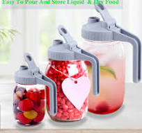 Amazon.com: Mason Jar Pour Spout Lid Regular Mouth With Handle, Airtight &  Leak-Proof Flip Cap Lid, Easy open & pour, Turns Your Mason Jar Into ...
