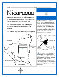 * * * * map of the republic of honduras. Nicaragua Printable Handout With Map And Flag Teaching Resources