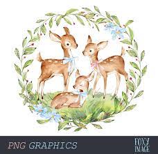 Deer Family Clipart Watercolor Deer Png Clipart Sleeping Etsy Watercolor Deer Deer Illustration Deer Family