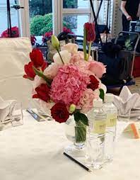pink and red table flower table flowers wedding table flowers wedding table