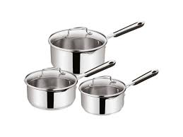 Jamie Oliver 3 Piece Stainless Steel Sauce Pan Set With Draining Lids Cookware Set Pan Set Induction Cookware