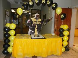 Pittsburgh Steelers Themed Birthday Party Life Size Poster Cutout Of The Birthday Boy In The M Birthday Parties Fun Birthday Party Boy Birthday Party Themes