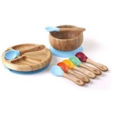 Avanchy Bamboo Silicone Baby Bowl And Plate Set With Spoons Buybuy Baby Baby Plates Set Baby Bowls Baby Plates