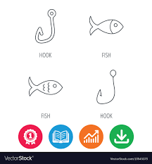 fishing hook and fish icons