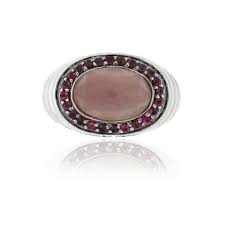 Ring measurements is 0.90 x 0.53 x . John Hardy Sterling Silver Batu Bedeg Pink Tourmaline Rose Quartz Domed Ring