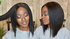 Trendy african american black bob hairstyle. Flirty Middle Part Long Angled Bob Haircut Tutorial Veryhair Com Youtube