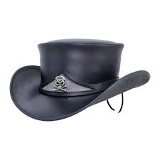 El Dorado Top Hat Sr2 Band Leather Top Hat Voodoo Hatter Black Leather Top