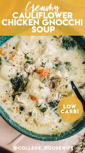Creamy Cauliflower Gnocchi Chicken Soup College Housewife Recipe In 2020 Creamy Cauliflower Easy Healthy Soup Healthy Soup Recipes