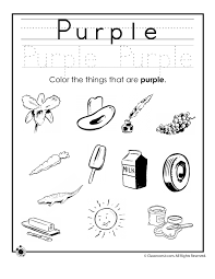 Black And White Objects For Kids Color Purple Worksheet Woo Jr Kids Activities Color Worksheets Color Worksheets For Preschool Preschool Worksheets