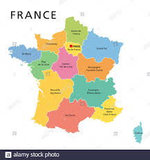 Carte de france avec ses 13 régions et ses départements en couleur cartograf.fr : Carte Politique De La France Avec Paris Capitale De La Corse Les Frontieres Nationales Et Les Pays Voisins Gris Illustration Photo Stock Alamy