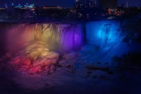 Niagara Falls At Night And Almost Frozen Another Angle Niagara Falls Lights Niagara Falls At Night Niagara Falls Winter