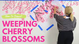 31in h x 50in w. How To Stencil Weeping Cherry Blossoms With Shadows Youtube