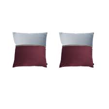 Lot De 2 Coussins Adelano En Velours Bordeaux Et Gris Avec Zip 40x40