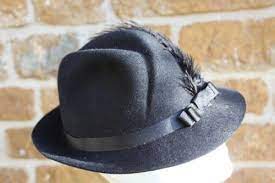 Dashing Black Fedora Women Hat Feather Handmade Vintage Style 1930s Hats For Women Fedora Women Black Fedora
