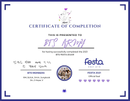 Link ujian army google form. Certificate Of Completion Bts Festa 2021 Download Disini Sabilia Id