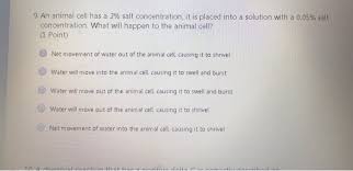 We did not find results for: 9 An Animal Cell Has A 2 Salt Concentration It Is Chegg Com