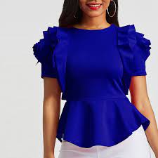 4.3 out of 5 stars 28,512. African Women Office Lady Work High Street Summer Cascading Ruffle Slim Blouses Shirts Tops Retro Royal Blue Blouse Shirt Top Blouses Shirts Aliexpress