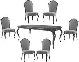 Black metal kitchen table&chairs with wheels. Casa Padrino Luxury Baroque Dining Set Gray Black Silver 1 Dining Table 6 Dining Chairs Baroque Dining Room Furniture Luxury Quality Noble Splendid