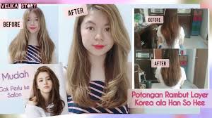 Jangan berharap bisa membuat model rambut layer. Cara Potong Rambut Sendiri Model Layer Korea Ala Han So Hee Diy Youtube