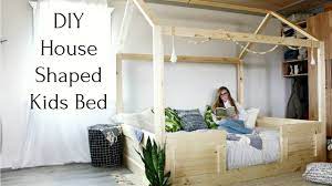 Create a loft style bed that looks like a club house with attached stair steps and two windows, plus floor then they need a toddler bed. Diy House Shaped Kids Bed Easy To Build From Construction Lumber Youtube