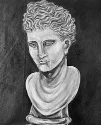 Painting portrait detail. Dea of Butrint #oiloncanvas #antiques #illyria  #statue #ancientprincess #nycartist #artcollectors