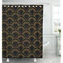 Black And Gold Art Deco Curtains Emvency Shower Curtain Waterproof 72 X78 Polyester Fabric Gatsby Semicircles In Style Golden Gold Artdeco Cinema Abstra Black Curtains Curtains Shower Curtain