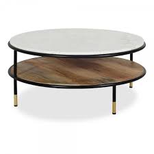 Set (coffee table & end table), created for macy's. Natural Wood Ocala Tiered Round Coffee Table Modern Tables