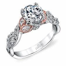 In 14k rose gold (1/10 ct. Leaf And Vine Engagement Ring In White Rose Gold Parade