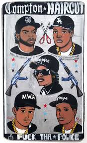 Barber was not shut down, not cited, not moved. but despite the favorable outcome, jones asserts the police are being dishonest. Compton Haircut Painting By Sean Stepanoff Hip Hop Culture Gangsta Rap Nwa