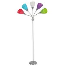 Essential Home 5 Head Bulbs Included Silver Multi Floor Lamp Metal Lighting Multihead Den Kids Bedroom Casual Bright Bold Lamp Floor Lamp Shades Metal Lighting