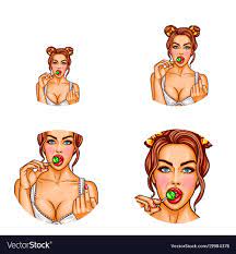 Pop art avatar of sexy girl with opened Royalty Free Vector