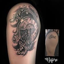 Cover Up Of The Name On A Shoulder Byejanet Tattoo Coverup Cover Up Name Tattoos Cover Up Tattoos Tattoos