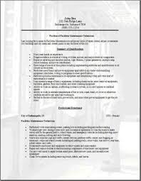 facilities resume, occupational
