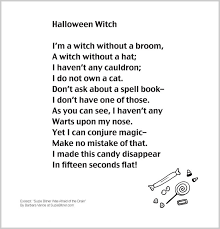 She is neither pink nor pale, and she never will be all mine; Halloween Witch Poem Barbara Vance Official Website Funny Poem About Halloween Candy Great For School And Classroom Act Poetry For Kids Funny Poems Poems